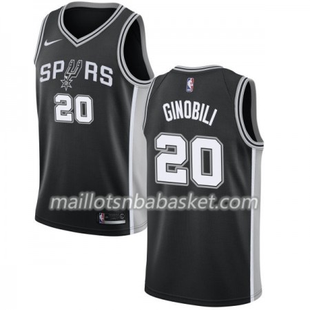 Maillot Homme San Antonio Spurs Manu Ginobili 20 Nike 2017-18 Noir Swingman